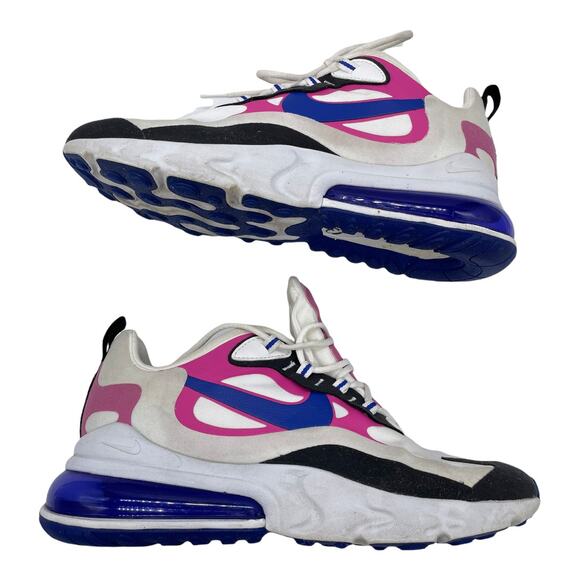 Nike Women's Air Max 270 React - White Fuchsia Blue - 9 - Picture 10 of 12